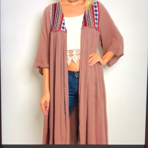 Other - TASSELS N LACE Mauve boho Kimono